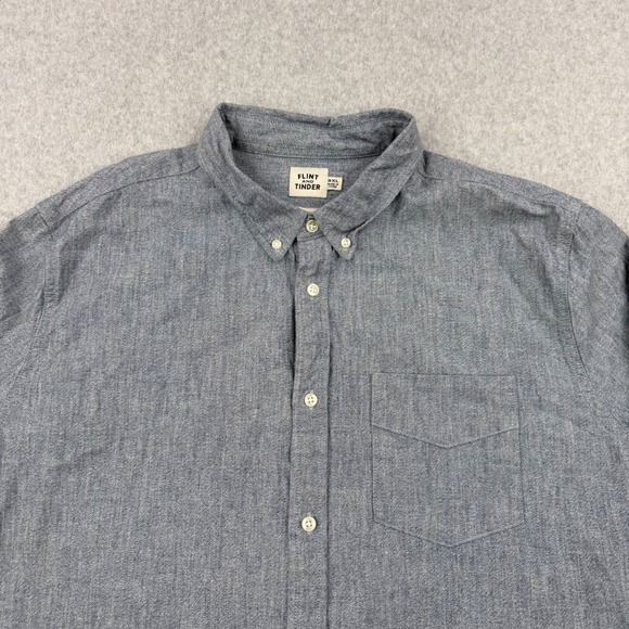 Flint and Tinder Shirt Mens 3XL Blue Selvedge Chambray Slim Fit Long Sleeve - Picture 2 of 13